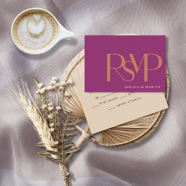 Moderne, minimale, oude Magenta Oranje RSVP-kaart RSVP Kaartje