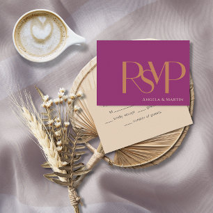 Moderne, minimale, oude Magenta Oranje RSVP-kaart RSVP Kaartje
