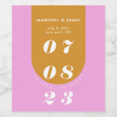 Moderne, minimale, oude roze en gele retrorbank wijn etiket (Enkel label)