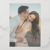 Moderne minimale overlay foto bruiloft folie uitnodiging (Achterkant)