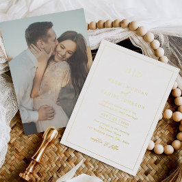 Moderne minimale overlay foto bruiloft folie uitnodiging