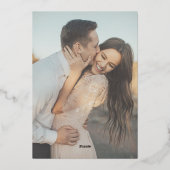 Moderne minimale overlay foto bruiloft folie uitnodiging (Achterkant)