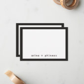 Moderne minimale paar dank je zwart wit notitiekaartje (Voorkant / Achterkant in situ)