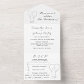 Moderne minimale paar elegante racistische bruilof all in one uitnodiging (Binnen)