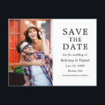 Moderne, minimale paar foto's opslaan Datum Briefkaart<br><div class="desc">Moderne minimalistische eenvoudige enkelvoudige aankondiging van het Verloving van de Foto sparen het Briefkaart van de Datum</div>