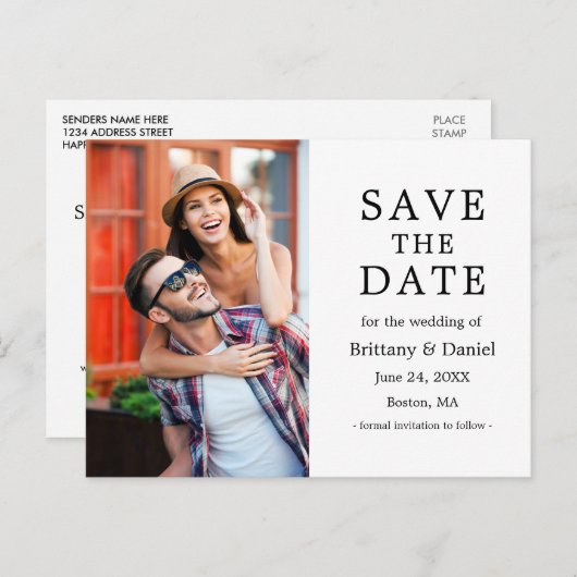 Moderne, minimale paar foto's opslaan Datum Briefkaart (Voorkant / Achterkant)