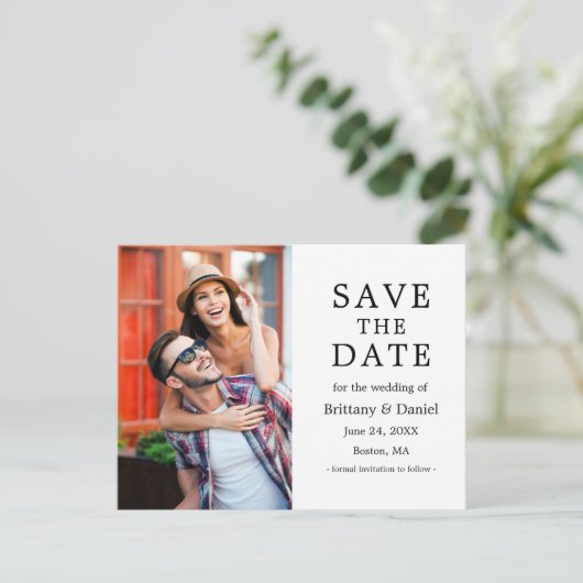 Moderne, minimale paar foto's opslaan Datum Briefkaart (Staand voorkant)