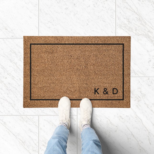 Moderne minimale paar Monogram Housewarming Deurmat (Binnen)