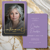Moderne minimale Paarse foto Pensioenfeest Folie Uitnodiging