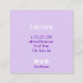 Moderne minimale paarse hartnagels vierkante visitekaartje (Achterkant)