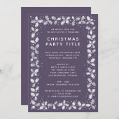 Moderne minimale Paarse Holly verliest kerstfeest Kaart (Voorkant / Achterkant)