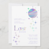 Moderne minimale Paarse "Last Disco" vrijgezellens Kaart (Voorkant)