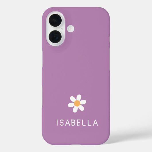 Moderne Minimale Paarse Madeliefjes Naam Meisje Case-Mate iPhone Case (Achterkant)