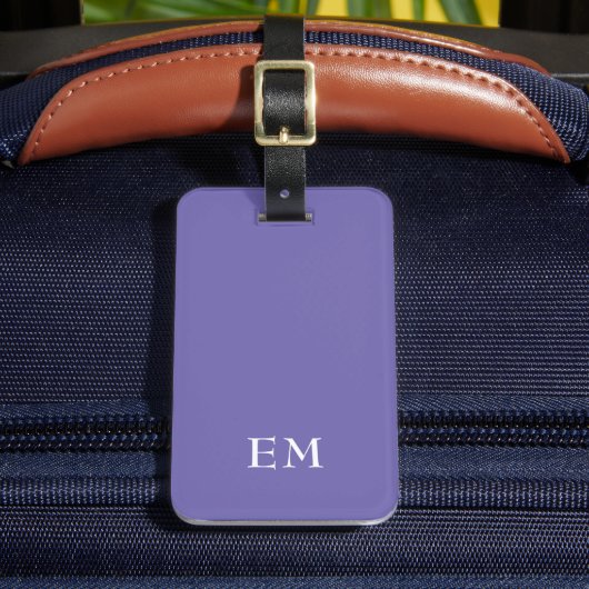 Moderne minimale Paarse monogram Initialen Bagagelabel (Voorkant Insitu 2)