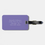 Moderne minimale Paarse monogram Initialen Bagagelabel (Achterkant horizontaal)