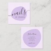 Moderne minimale paarse nagels vierkante visitekaartje (Voorkant / Achterkant)