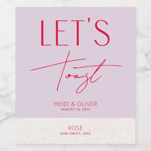 Moderne minimale Paarse speciale bruiloft Wijn Etiket (Enkel label)