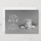 Moderne, minimale paarse typografie foto geboorte aankondiging (Voorkant)