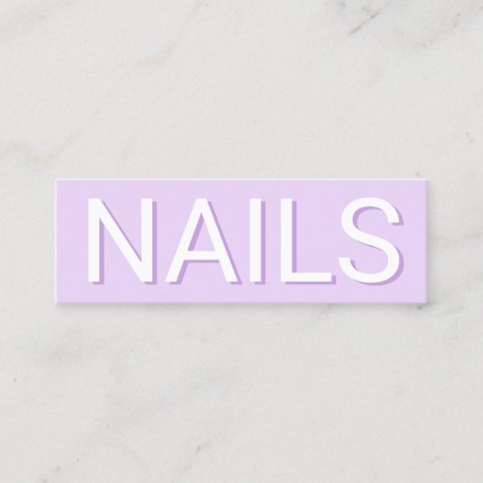 Moderne, minimale paarse typografieklakken mini visitekaartje (Voorkant)