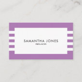 Moderne, minimale Paarse witte strepen Freelancer Visitekaartje (Voorkant)