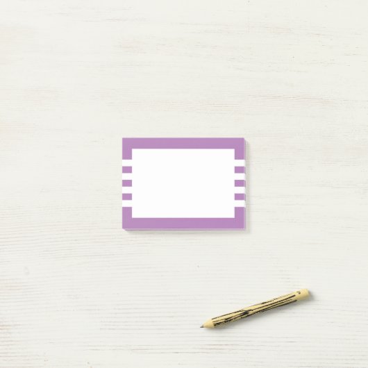 Moderne, minimale Paarse witte strepen Post-it® Notes (Op bureau)