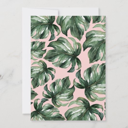 Moderne minimale palmblad bruiloft aankondiging (Achterkant)