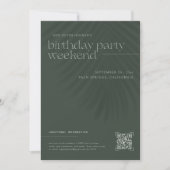 Moderne Minimale Palmen | Verjaardags Weekend Kaart (Voorkant)