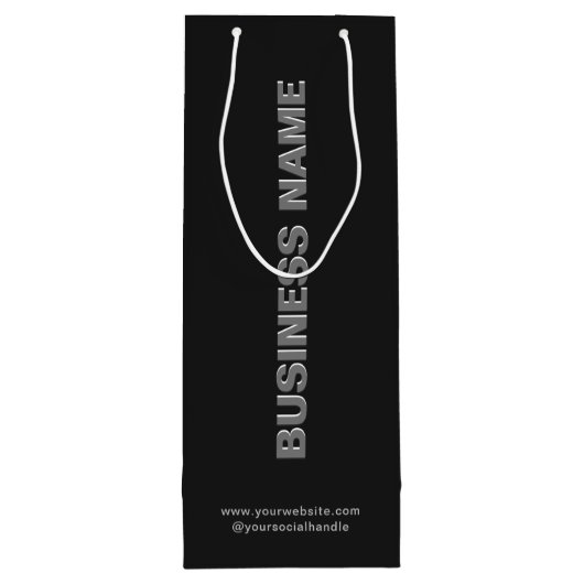 Moderne, minimale papiertas met bedrijfsnaam wijn cadeautas (Achterkant)