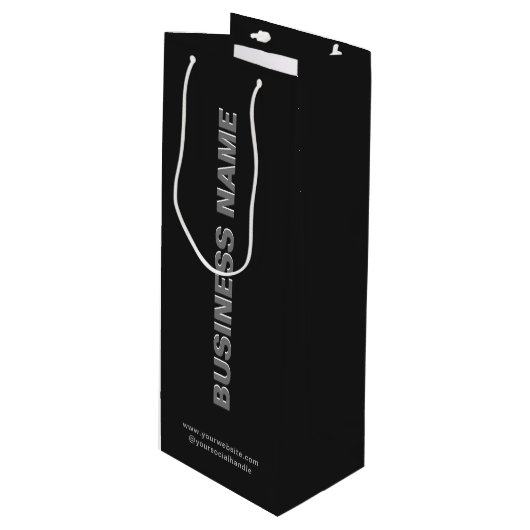 Moderne, minimale papiertas met bedrijfsnaam wijn cadeautas (Voorkant Gekanteld)