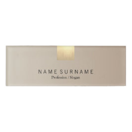 Moderne, minimale pasteelbeige gradiënt Luxe Gold Naambadge