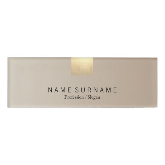 Moderne, minimale pasteelbeige gradiënt Luxe Gold Naambadge (Voorkant)