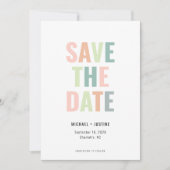 Moderne minimale pastel multi kleur foto bruiloft save the date (Voorkant)