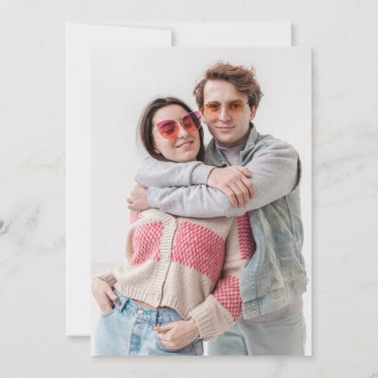 Moderne minimale pastel multi kleur foto bruiloft save the date (Achterkant)