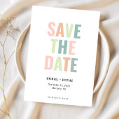 Moderne minimale pastel multi kleur foto bruiloft save the date