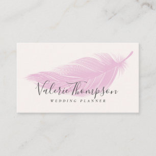 Moderne minimale pastel roze elegante boho veer visitekaartje