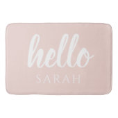 Moderne, minimale Pastel Roze Hallo en u noemt Badmat (Voorkant)