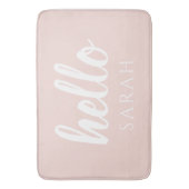 Moderne, minimale Pastel Roze Hallo en u noemt Badmat (Voorkant Verticaal)