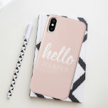 Moderne, minimale Pastel Roze Hallo en u noemt Case-Mate iPhone Case<br><div class="desc">Moderne,  minimale Pastel Roze Hallo en u noemt</div>