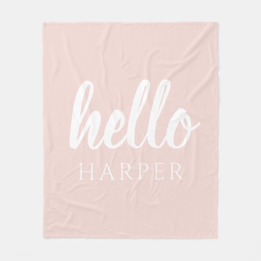 Moderne, minimale Pastel Roze Hallo en u noemt Fleece Deken (Voorkant)