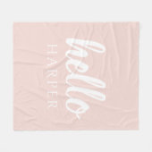 Moderne, minimale Pastel Roze Hallo en u noemt Fleece Deken (Voorkant (Horizontaal))