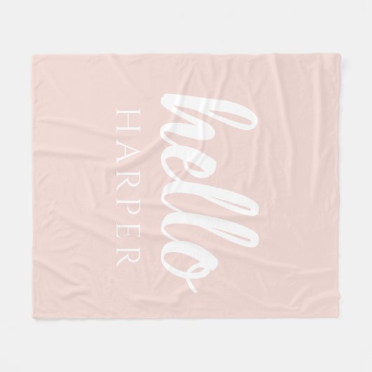 Moderne, minimale Pastel Roze Hallo en u noemt Fleece Deken (Voorkant (Horizontaal))