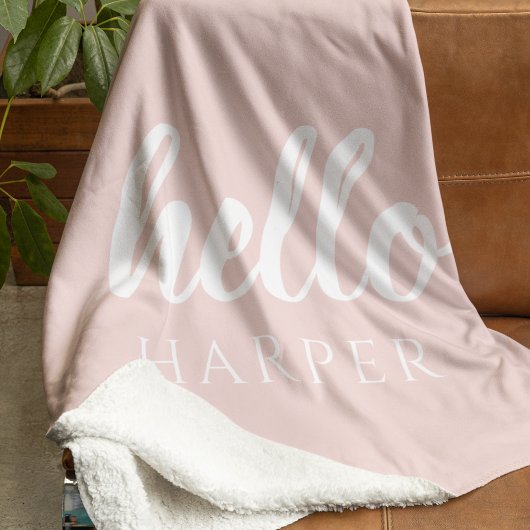 Moderne, minimale Pastel Roze Hallo en u noemt Fleece Deken