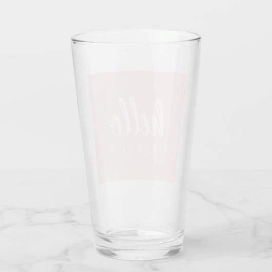 Moderne, minimale Pastel Roze Hallo en u noemt Glas (Achterkant)