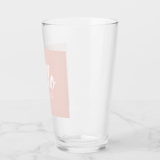 Moderne, minimale Pastel Roze Hallo en u noemt Glas (Links)