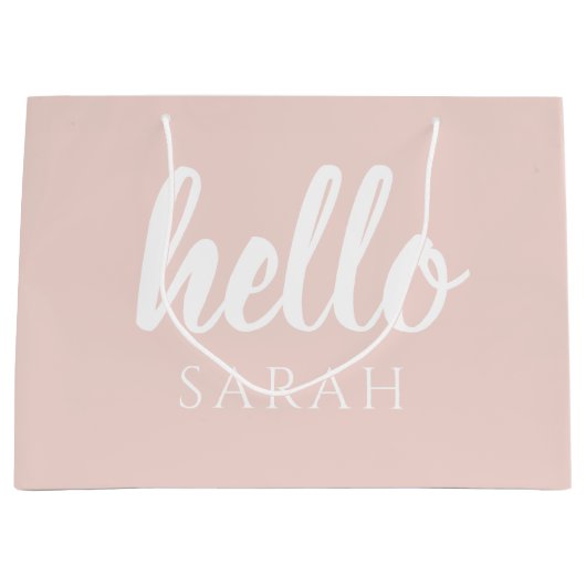 Moderne, minimale Pastel Roze Hallo en u noemt Groot Cadeauzakje (Voorkant)