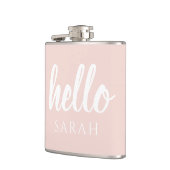 Moderne, minimale Pastel Roze Hallo en u noemt Heupfles (Links)