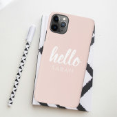 Moderne, minimale Pastel Roze Hallo en u noemt iPhone Hoesje