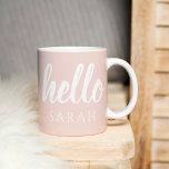 Moderne, minimale Pastel Roze Hallo en u noemt Koffiemok<br><div class="desc">Moderne,  minimale Pastel Roze Hallo en u noemt</div>