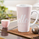 Moderne, minimale Pastel Roze Hallo en u noemt Latte Mok<br><div class="desc">Moderne,  minimale Pastel Roze Hallo en u noemt</div>
