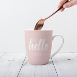 Moderne, minimale Pastel Roze Hallo en u noemt Latte Mok<br><div class="desc">Moderne,  minimale Pastel Roze Hallo en u noemt</div>